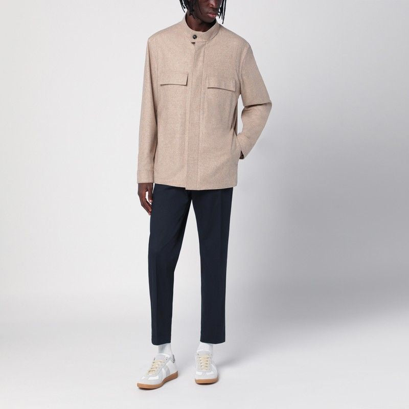 ZEGNA  GREIGE CASHMERE SHIRT JACKET