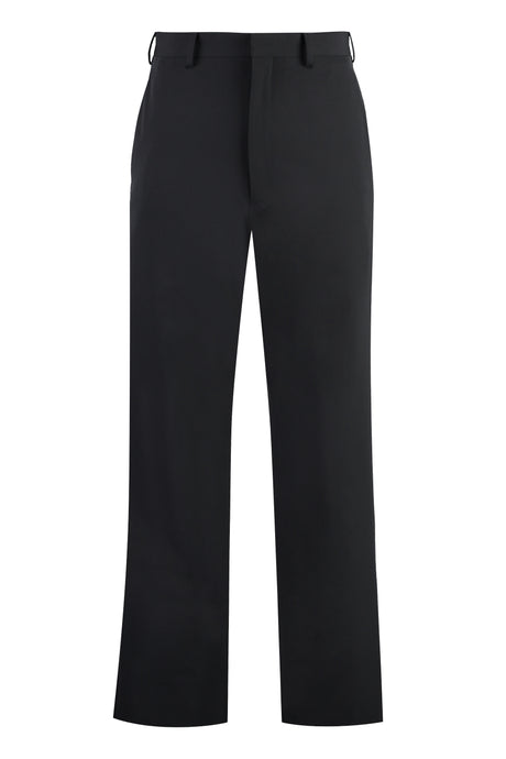 PRADA Black Technical Fabric Pants with Leather Details for Men