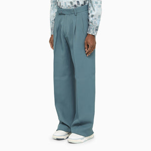 AMIRI Men's Blue Viscose Trousers with Straight Leg and Pockets - SS23 Collection