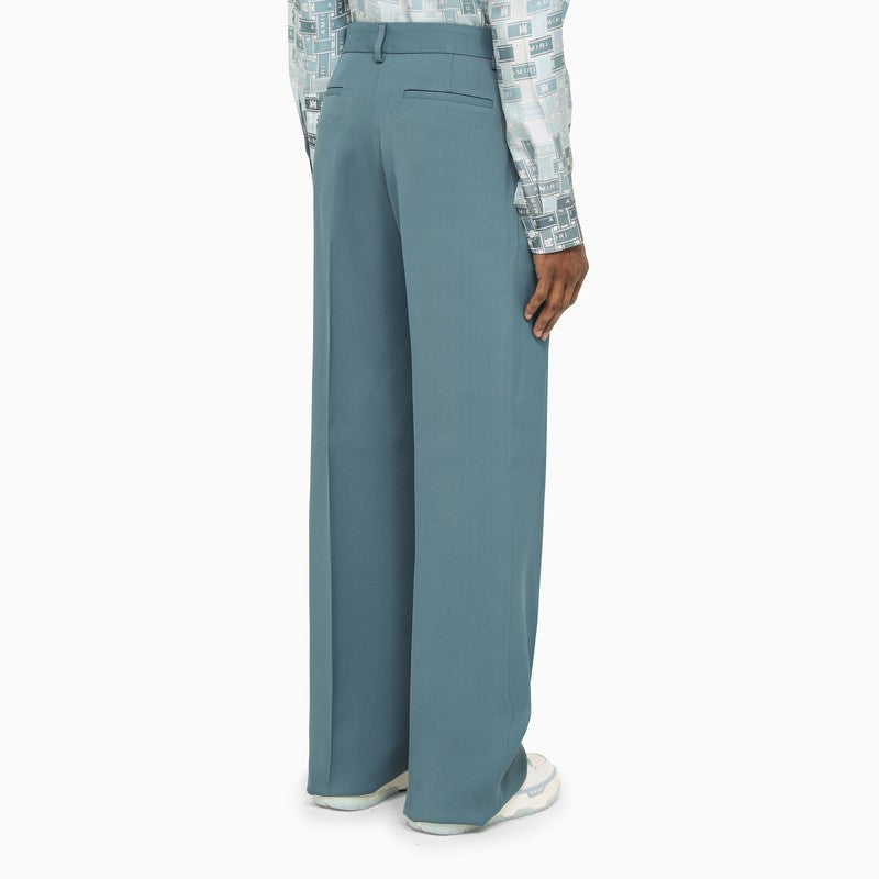 AMIRI Men's Blue Viscose Trousers with Straight Leg and Pockets - SS23 Collection