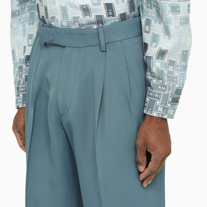 AMIRI Men's Blue Viscose Trousers with Straight Leg and Pockets - SS23 Collection