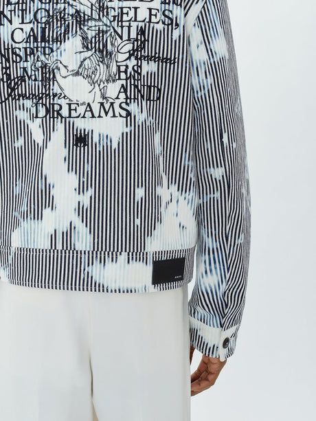 AMIRI Men's Striped Embroidered Cadet Jacket in Indigo and White for SS23