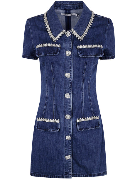 SELF-PORTRAIT Chic Denim Collared Mini Dress for Women