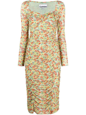 GANNI Multicolor Ruched Midi Dress for Women