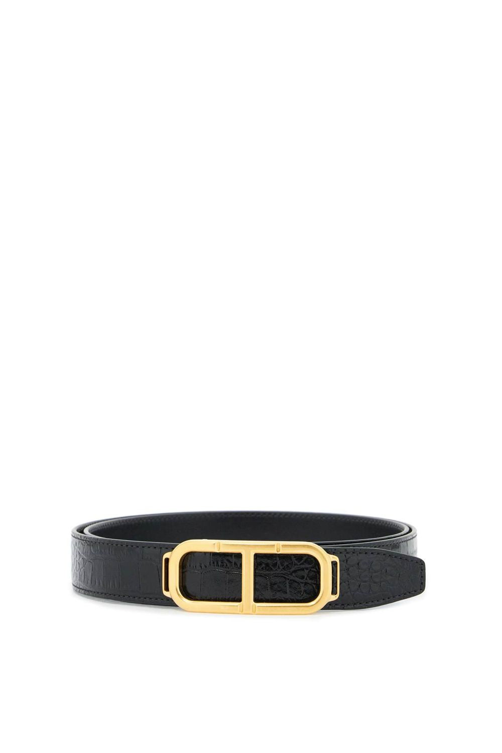 TOM FORD Reversible Crocodile Leather Belt with T Buckle - Size 100