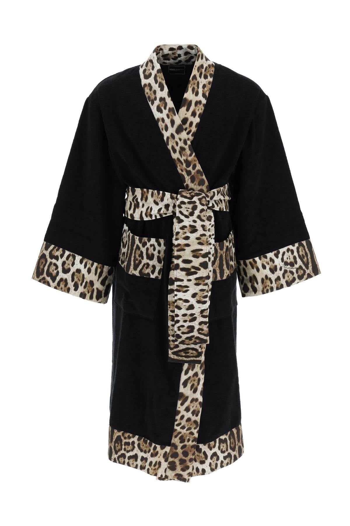 Leo Print Bathrobe cho Trang Phục Nữ, Màu Đen