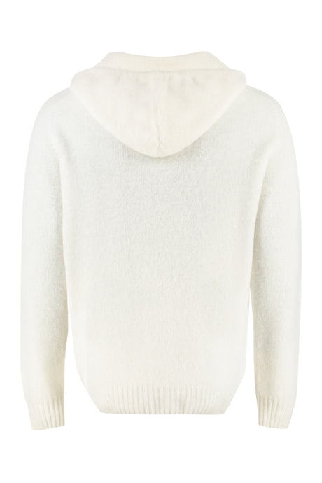 THE (ALPHABET) Luxurious Knit Hoodie for Men in Ivory