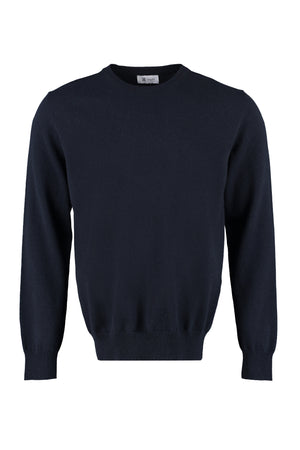 THE (ALPHABET) Men's Blue Cashmere Sweater with Ribbed Edges