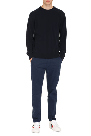 THE (ALPHABET) Men's Blue Cashmere Sweater with Ribbed Edges