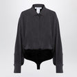 MAX MARA Oversized Silk Body Shirt with Epaulettes and Cufflinks