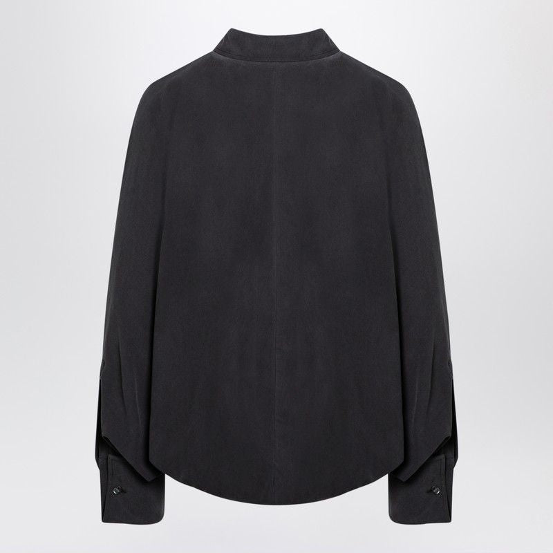 MAX MARA Oversized Silk Body Shirt with Epaulettes and Cufflinks