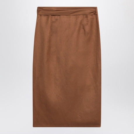 MAX MARA Elegant Midi Skirt in Linen and Silk Twill