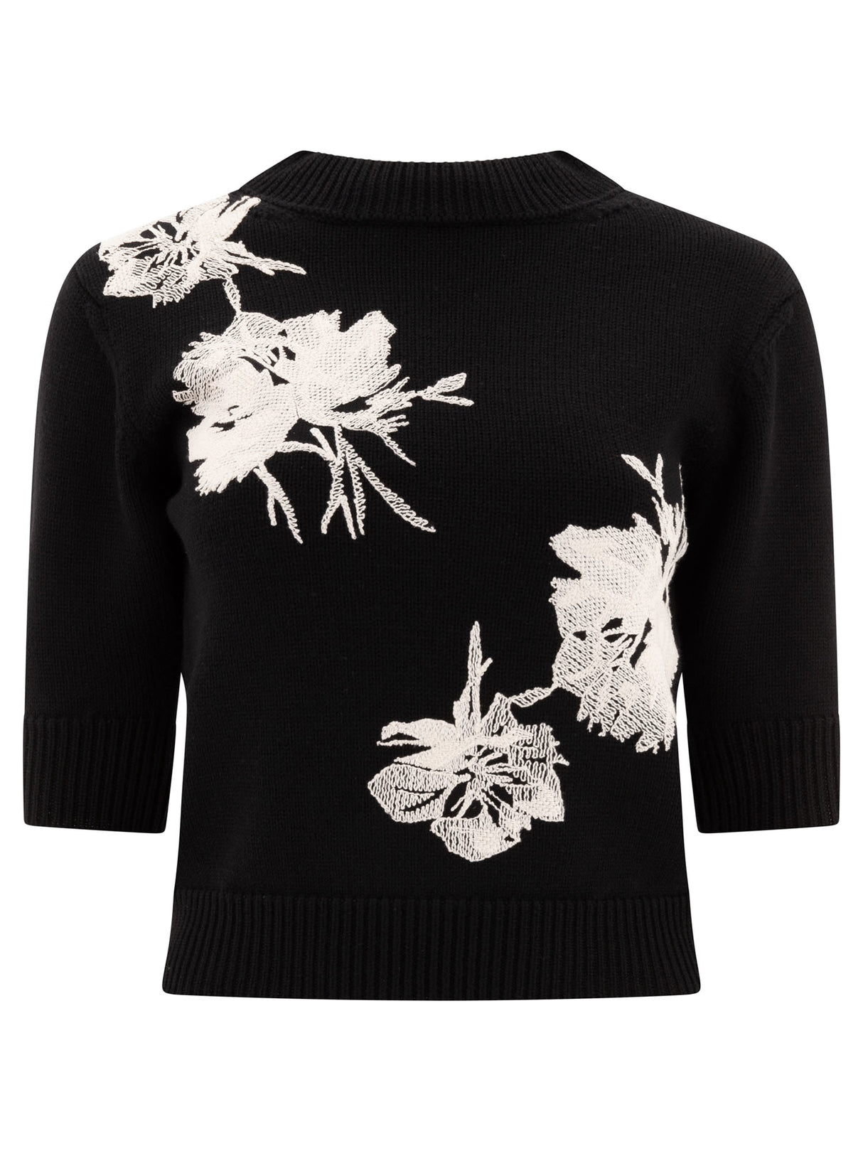 ELIE SAAB Embroidered Sweater with 3/4 Sleeves