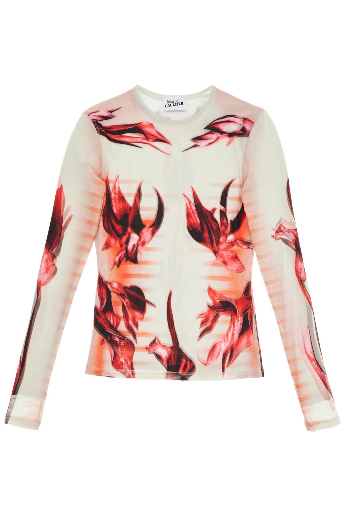 JEAN PAUL GAULTIER Floral Print Double Layer Long Sleeve Mini T-Shirt