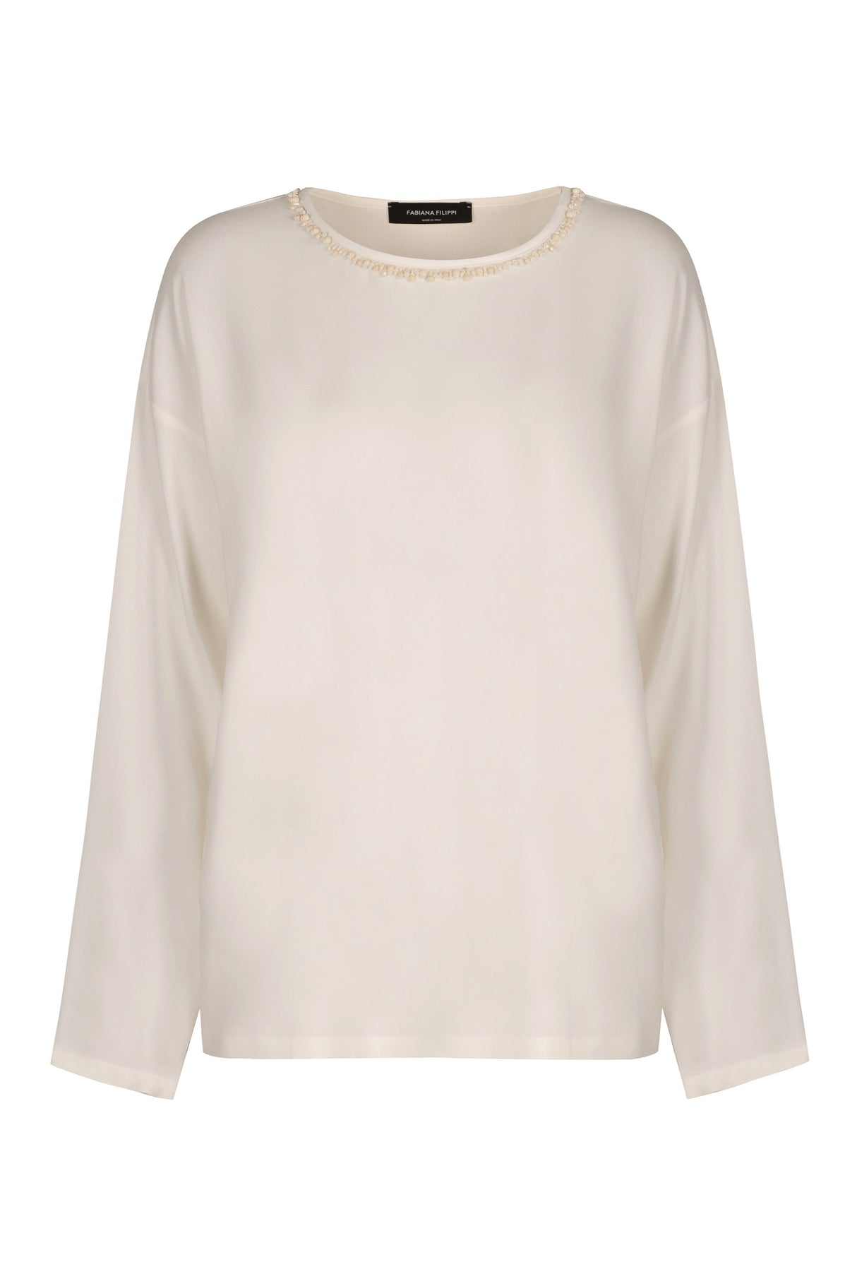 FABIANA FILIPPI Viscose Mini Top with Micro Bead Embroidery