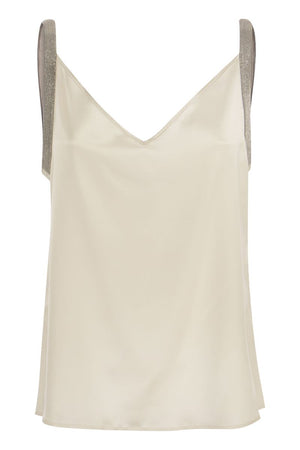 FABIANA FILIPPI Silk Sleeveless Top with Jewel Straps - FW23