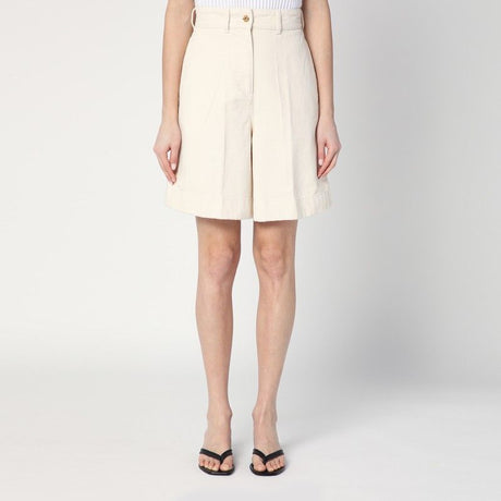 PATOU High-Waisted Bermuda Shorts with Embroidered Logo