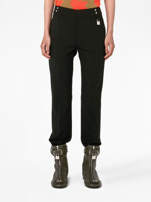 JW ANDERSON Black Legging Pants with Silver Padlock for Women