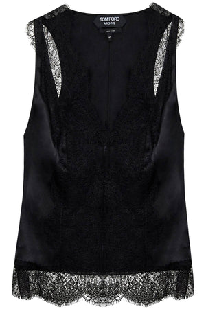 TOM FORD Black Silk Lace Camisole Top for Women