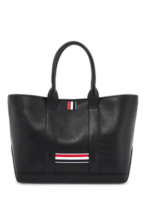 THOM BROWNE Mini Pebble Grain Leather Tote Handbag for Essentials