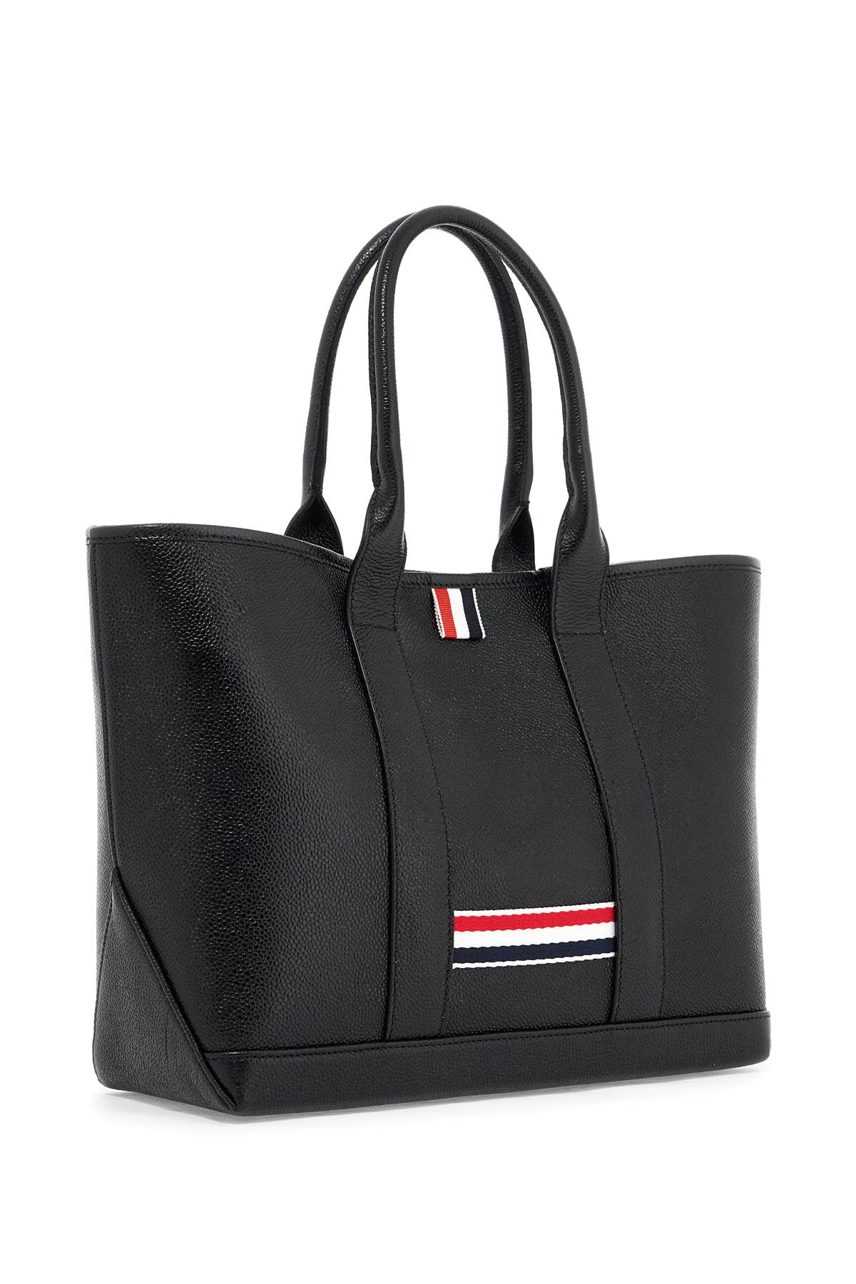 THOM BROWNE Mini Pebble Grain Leather Tote Handbag for Essentials