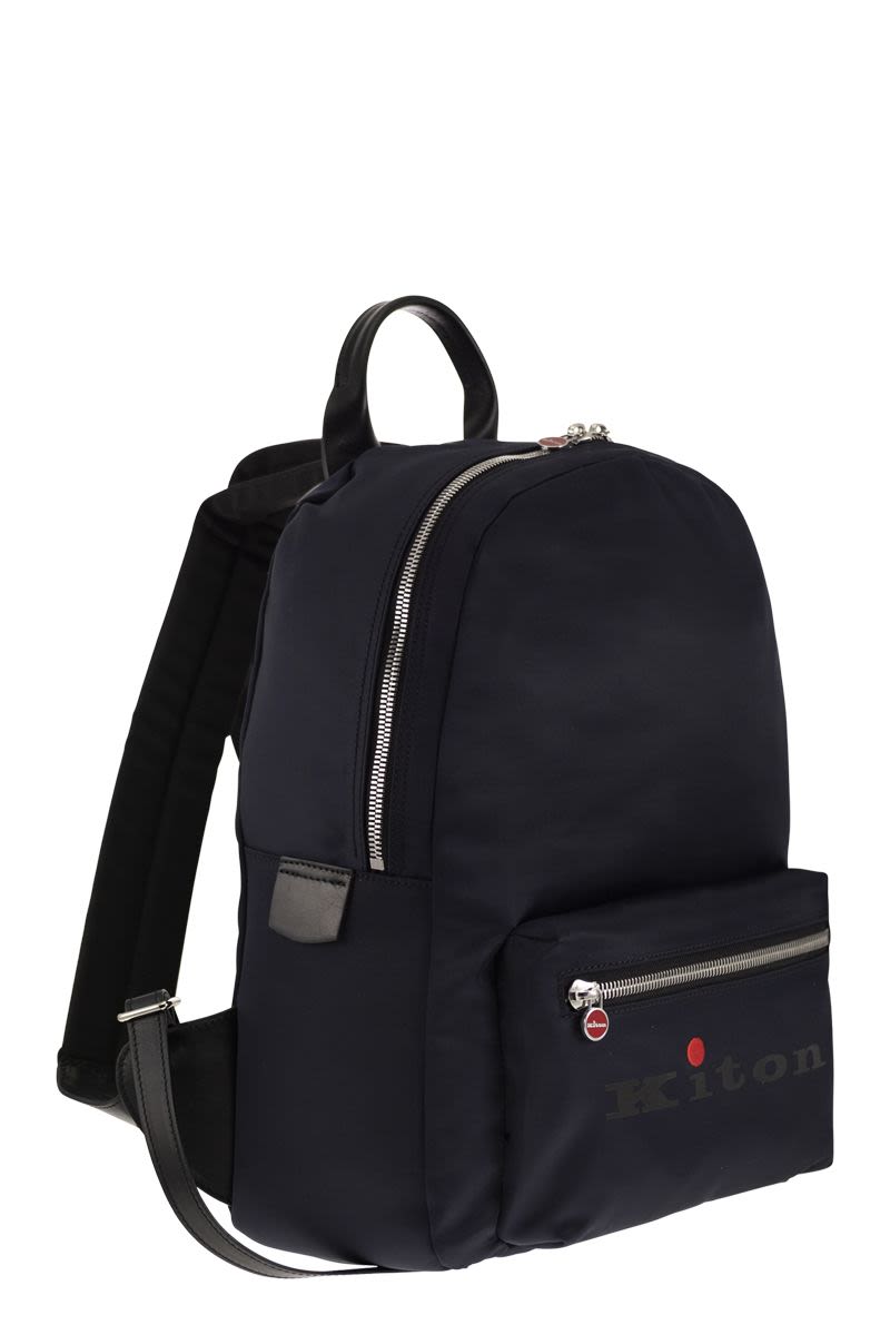 KITON Stylish Blue Backpack with Embroidered Logo for Men