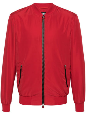 KITON Crimson Red Zipped Bomber Jacket for Men