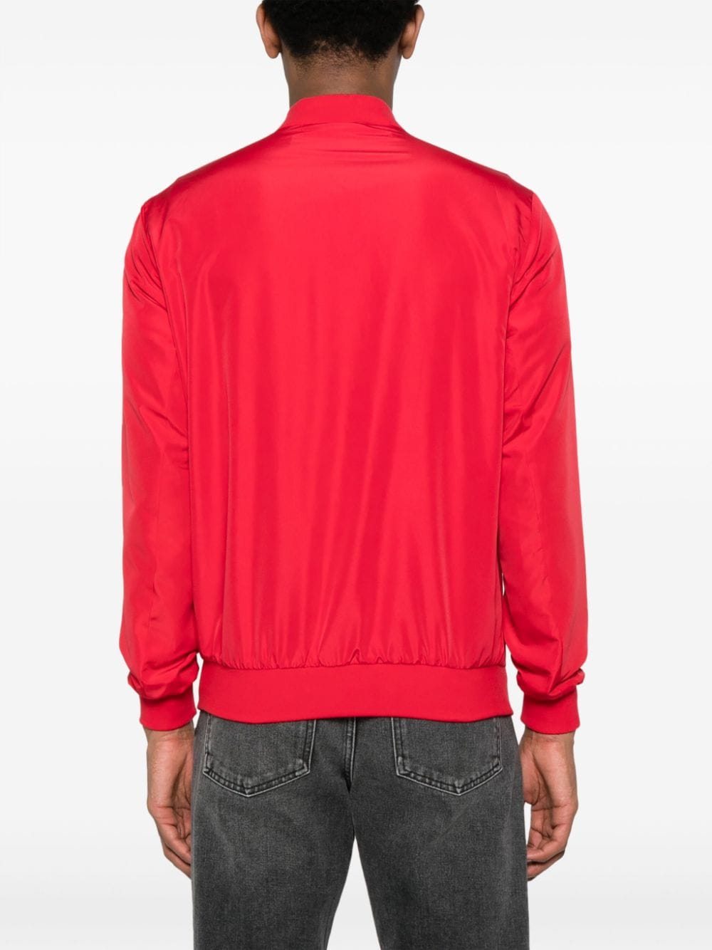 KITON Crimson Red Zipped Bomber Jacket for Men