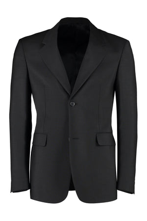 PRADA Men's Padded Shoulders Wool and Mohair Blazer - Black