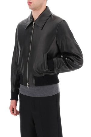 AMI PARIS Luxe Black Leather Zip Jacket