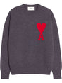 AMI PARIS Oversized ADC Crew Neck Wool Sweater in Grey-Red