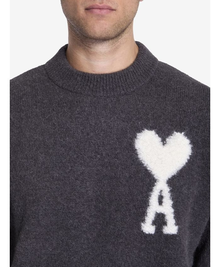 AMI PARIS Boxy Off-White Sweater for Men - Fall/Winter 2024