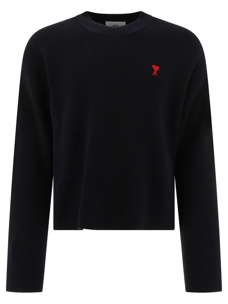 AMI PARIS Organic Cotton and Wool Men's Sweater in Classic Black - AMI OF COEUR 2024