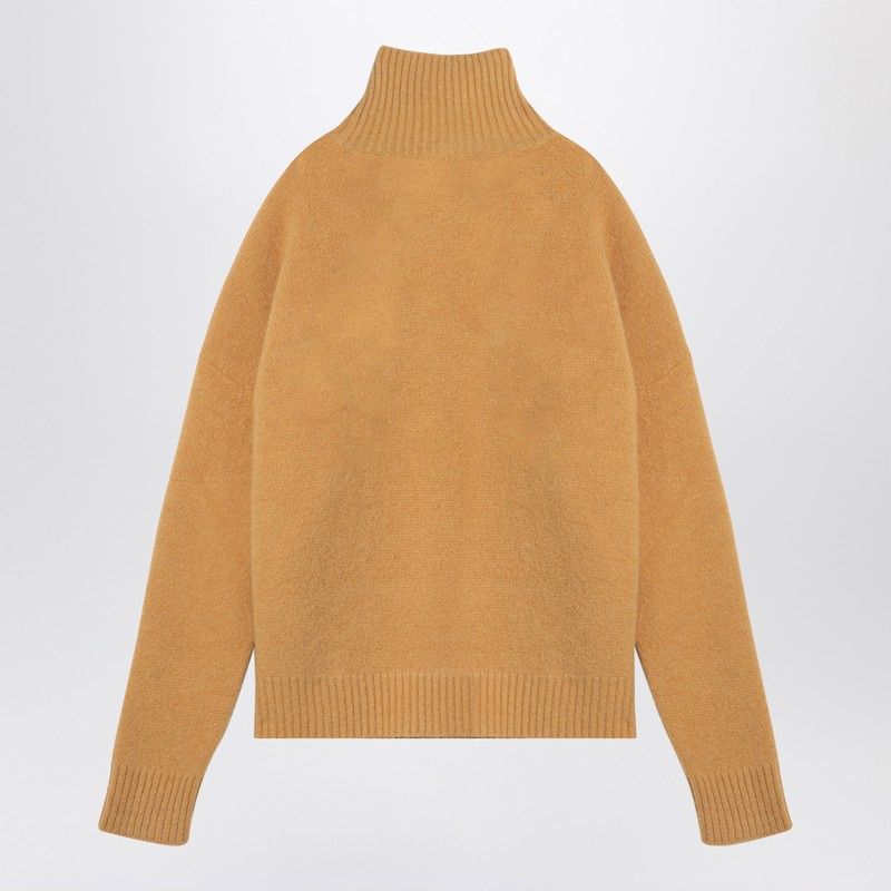 AMI PARIS Heart Emblem Turtleneck Sweater in Ochre Yellow