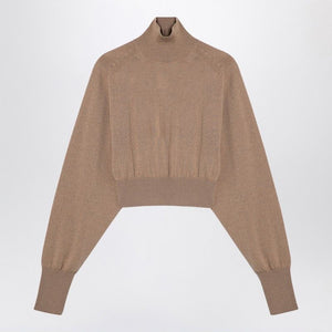 MAX MARA SPORTMAX Chic Camel Cropped Turtleneck Sweater