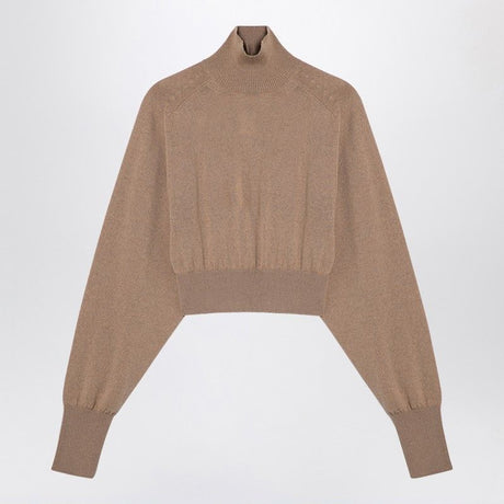 MAX MARA SPORTMAX Chic Camel Cropped Turtleneck Sweater