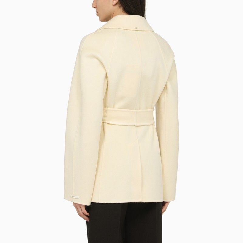 Áo khoác lụa và cashmere nữ dài ngắn cổ bánh mì cho mùa xuân/hè 2024