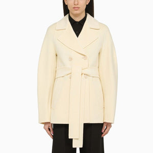 MAX MARA SPORTMAX Women's Vanilla Wool and Cashmere Short Double-Breasted Jacket for SS24