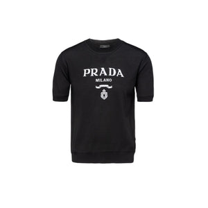 PRADA Men's Short Sleeve Knit Top in Black - SS24 Collection