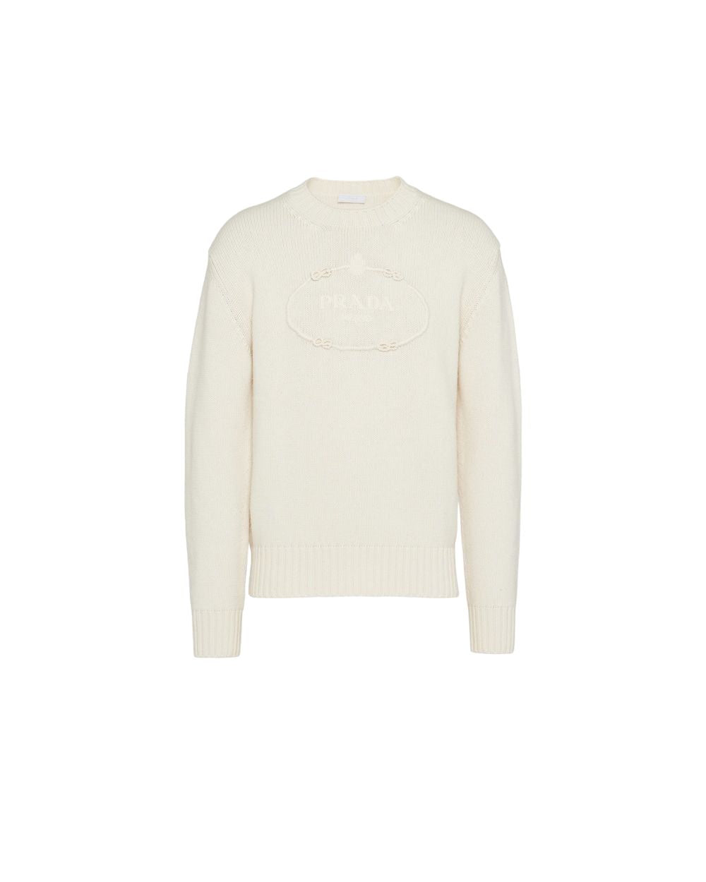 PRADA Luxurious White Cashmere Wool Sweater for Men