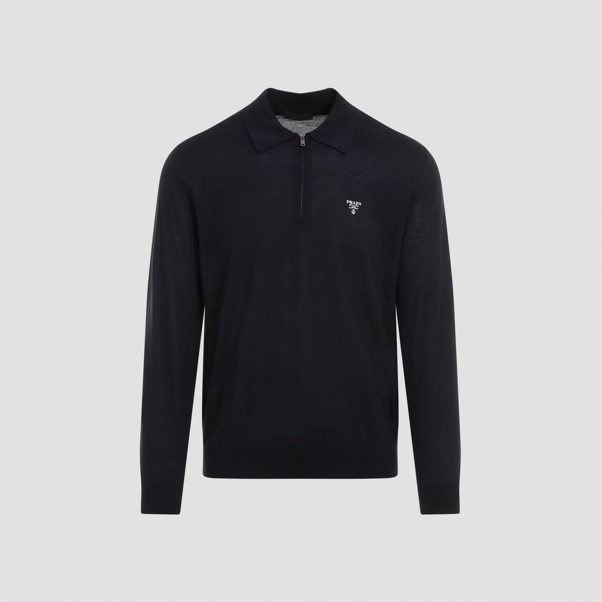 PRADA Luxury Wool Polo Shirt with Contrasting Logo