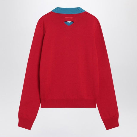 PRADA Men's Virgin Wool Sweater with Triangle Cut-Out