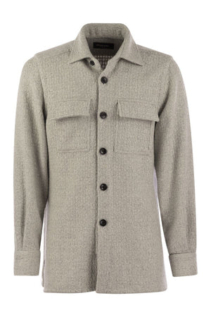 KITON Luxury Cashmere Overshirt with Natural Horn Buttons