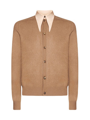 PRADA Tan Cashmere Cardigan for Men - FW23 Collection