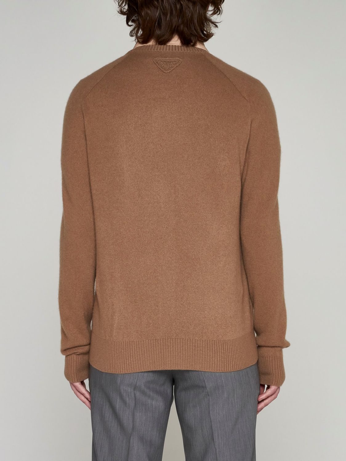 PRADA Tan Cashmere Cardigan for Men - FW23 Collection