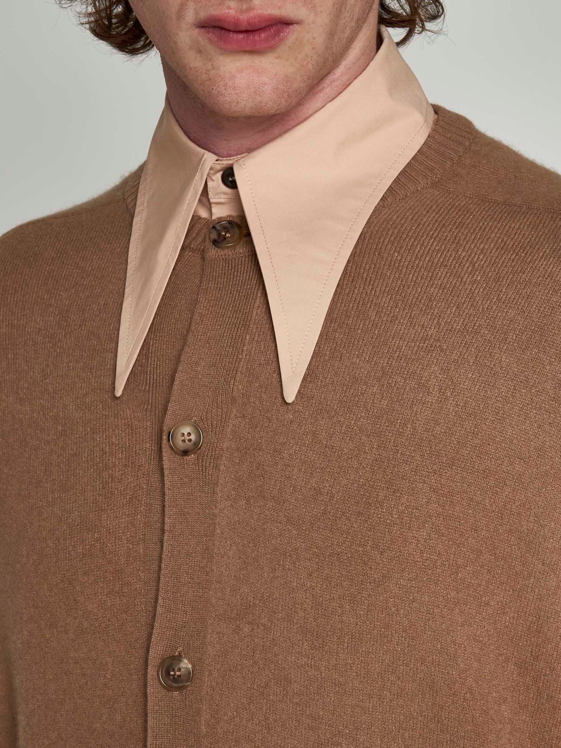 PRADA Tan Cashmere Cardigan for Men - FW23 Collection