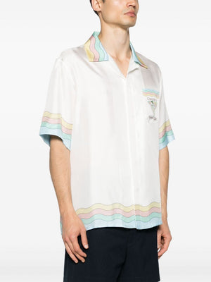 CASABLANCA Silk Waves Striped Shirt in Nine - Size L