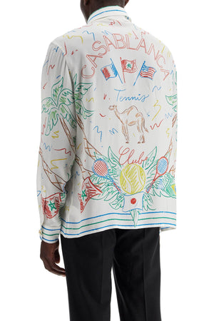 CASABLANCA Silk Crayon Sketch Long Sleeve Shirt