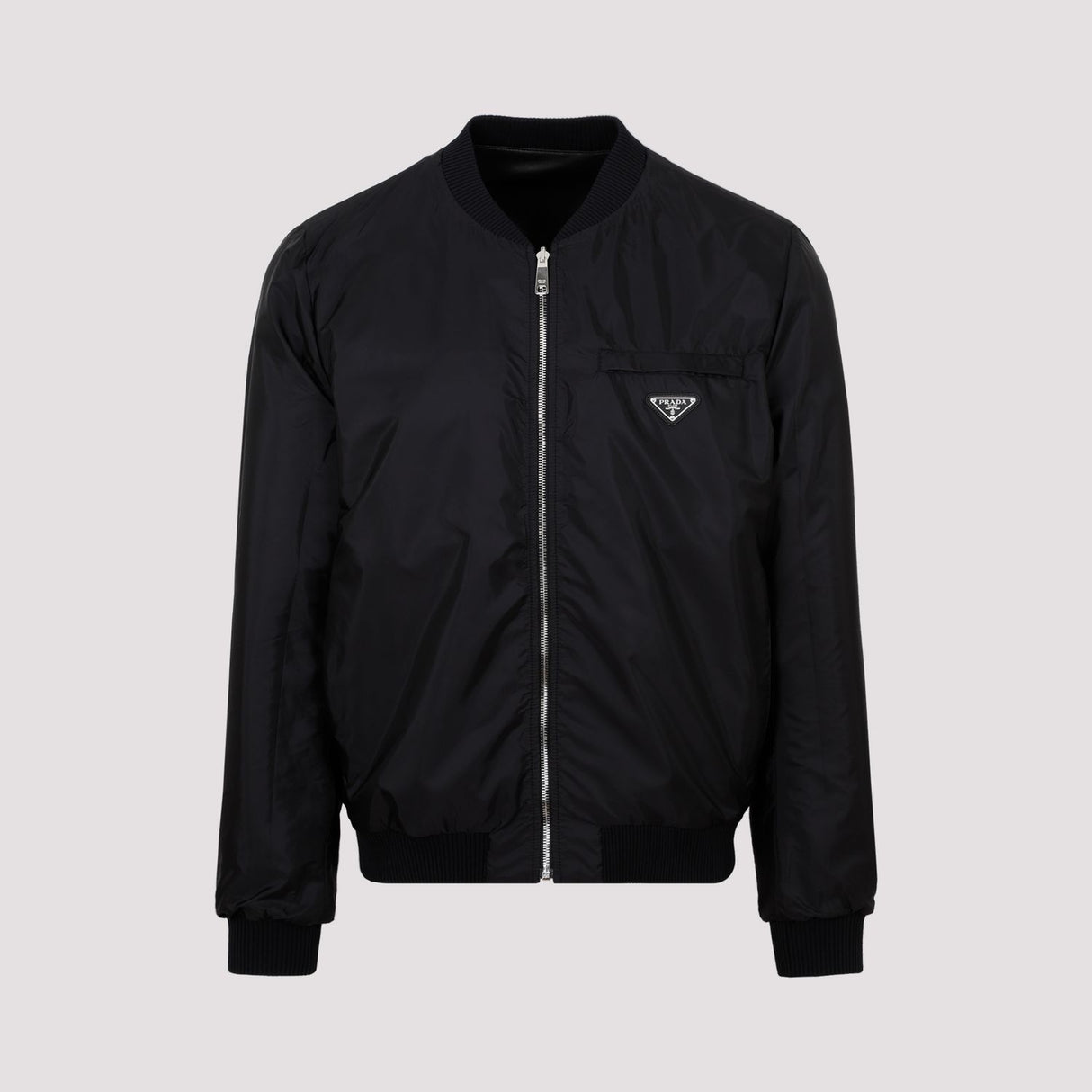 PRADA Premium Reversible Leather Bomber Jacket for Men - Black - FW24