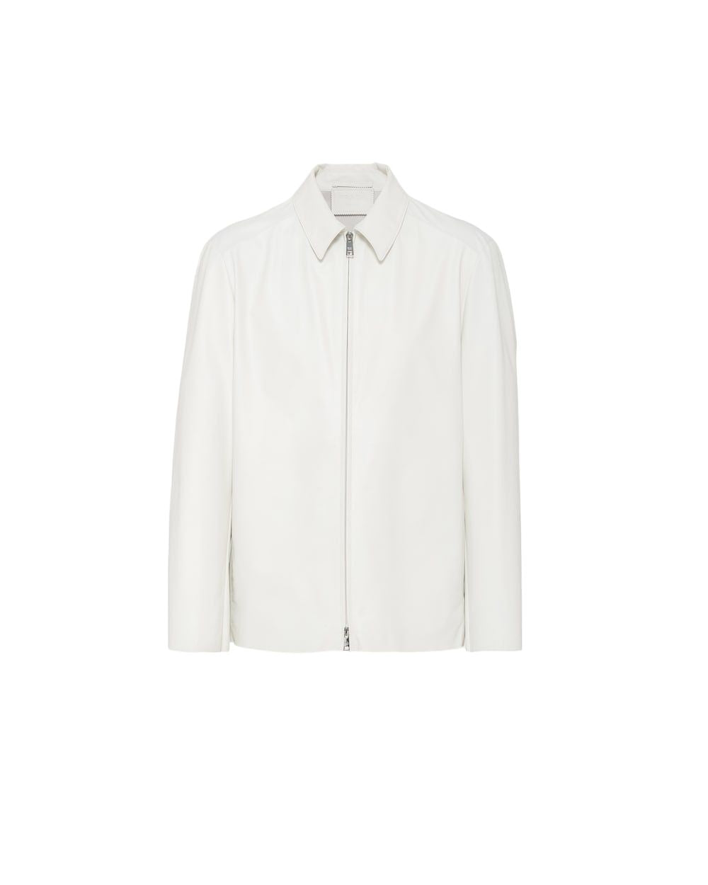 PRADA Premium White Calf Leather Shirt Jacket for Men - SS24 Collection
